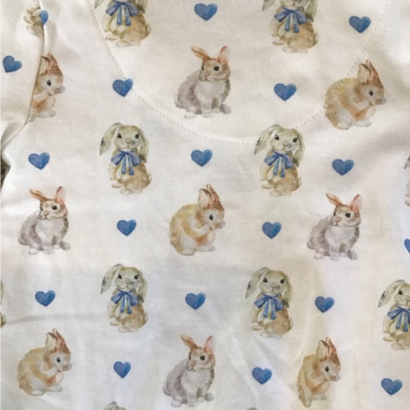 PAPER CAPE Classic Pajama Footie, Bunny & Heart Print | Size 0-3M 🐇💙 - Picture 4 of 9